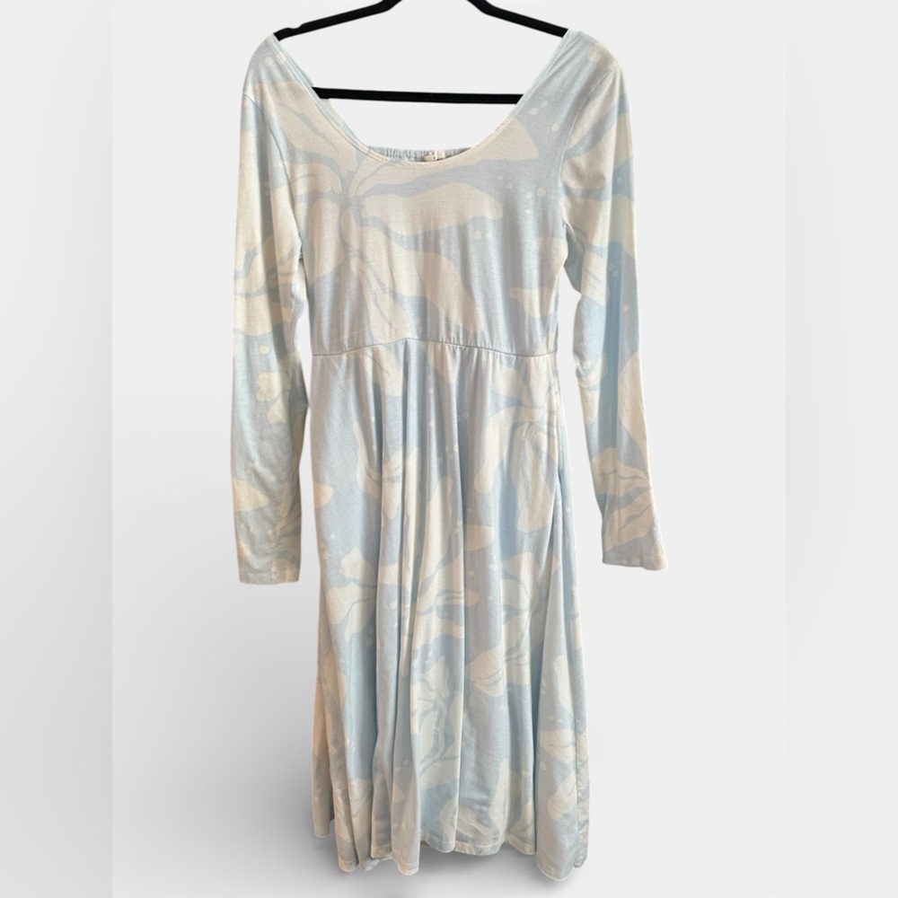 100% Organic Cotton Floral - Long Sleeve Scoop Neck Dress